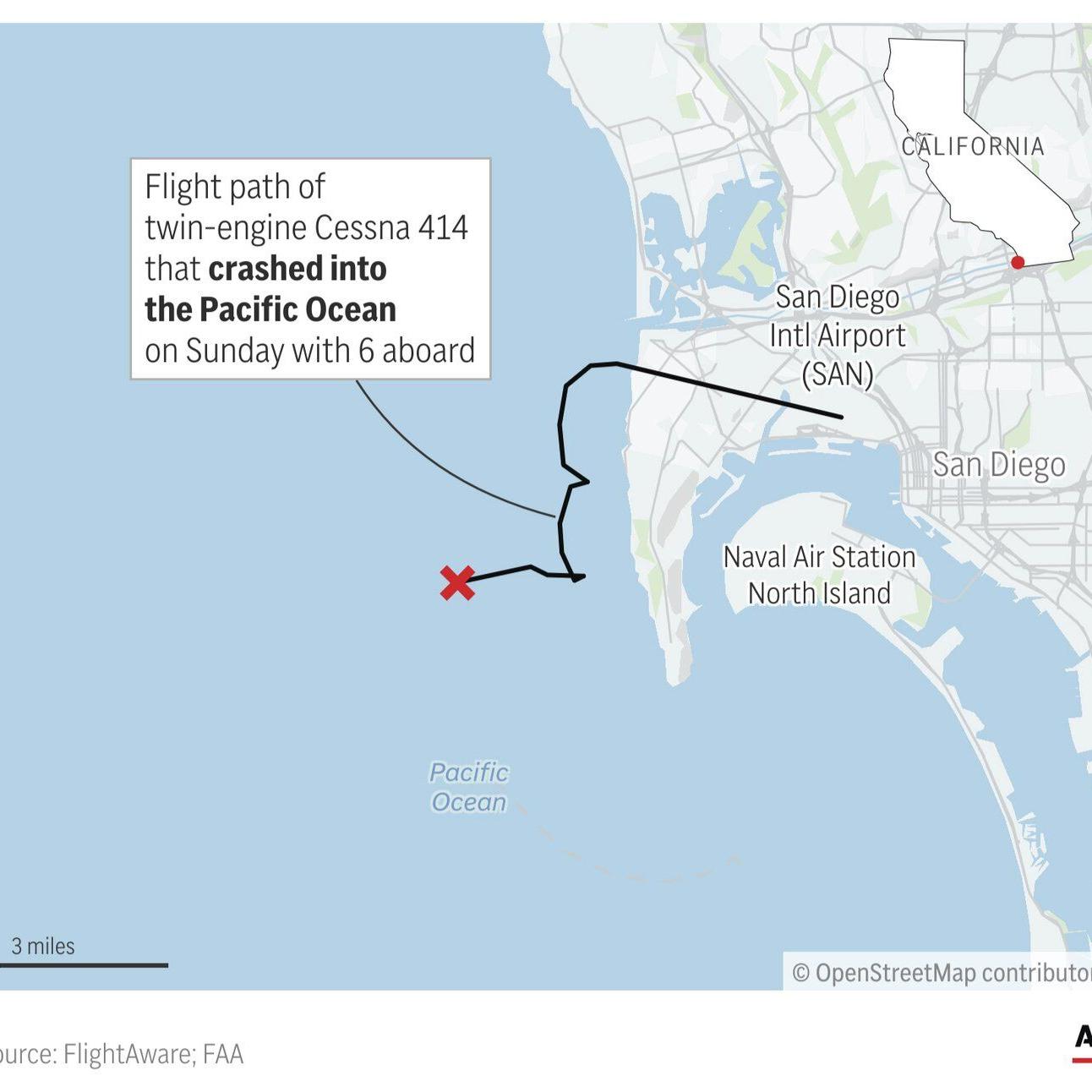 Six killed in small plane crash off the San Diego coast